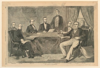 El presidente Lincoln y sus miembros del gabinete en Washington, D.C., de Harper