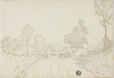 Carretera que pasa junto a una casa en un paisaje de Unknown