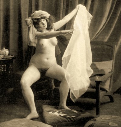 Desnudo femenino sentado con turbante y velo, c.1900 de Unknown