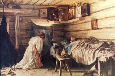 Esposo enfermo, pintura de Vasily Maximov, 1881 de Unknown