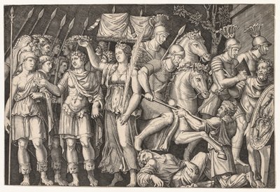 Speculum Romanae Magnificentiae: Trajano entre la Ciudad de la Victoria y Roma (El Emperador Trajano) de Unknown