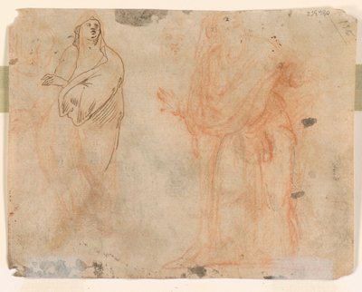 Estudios de caída de figuras (anverso); Estudios de figuras en ropa drapeada (verso) de Unknown