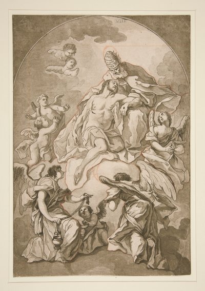 La Ascensión de Cristo con Dios Padre y los Ángeles de Unknown