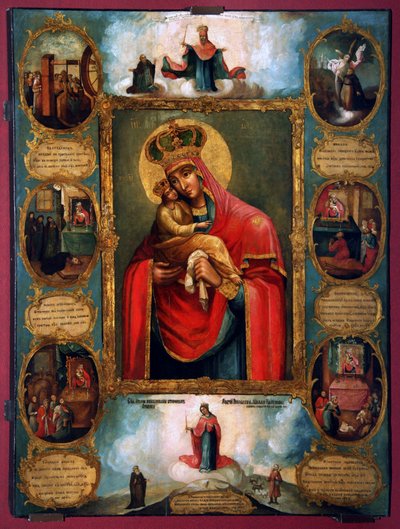 La Madre de Dios Nuestra Señora de Pochaev, icono ruso, segunda mitad del siglo XVIII de Unknown