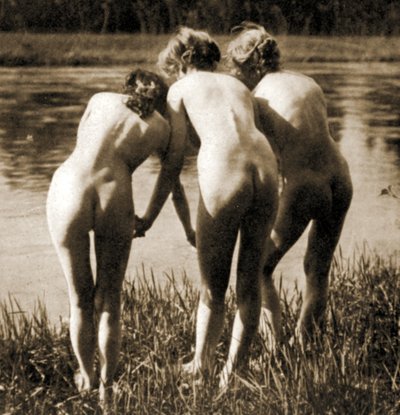 Las Tres Gracias, un trío de desnudos femeninos, c.1900 de Unknown