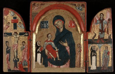 Tríptico: Virgen y Niño con Santos Domingo y Francisco; La Crucifixión; San Miguel con los Santos Pedro Mártir y Catalina de Alejandría de Unknown