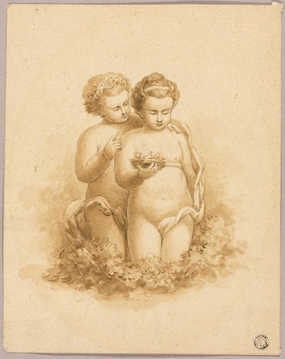 Dos niños, uno sosteniendo un nido con pájaros de Unknown