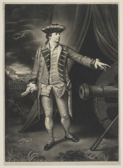 Sin título (Retrato completo de un general francés con escena de batalla en la espalda) de Unknown