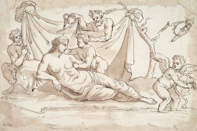 Venus y Amoretti y dos sátiros de Unknown