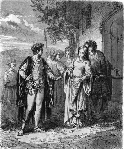 Trajes del siglo XV. Grabado del siglo XIX. de Unknown artist