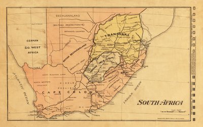1899 mapa de Sudáfrica durante la Segunda Guerra de los Bóers (grabado en color) de Unknown artist