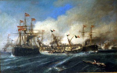 20/07/1866: Batalla de Lissa frente a Dalmacia: los austriacos destruyen la flota italiana. de Unknown artist