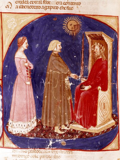 Segundo cielo: Dante y Beatriz se enfrentan al emperador romano Justiniano en el primer cielo del Paraíso de Unknown artist