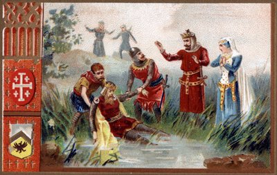 3ª cruzada: Descubrimiento del cuerpo del Emperador Federico Barbarroja (Emperador Romano Germánico) en el río Selef en 1190. de Unknown artist