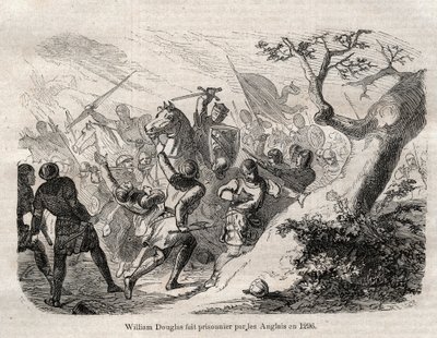 Arresto de Sir William Douglas "el Audaz", Señor de Douglas (1243 - 1298) en 1296 - grabado en "Diccionario popular ilustrado" - 1864 - por Joseph Decembre y Edmond Allonier - de Unknown artist