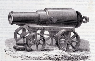 Un rifle Blakely - El Cañón Blakely en la Expo de Londres (1862) de Unknown artist
