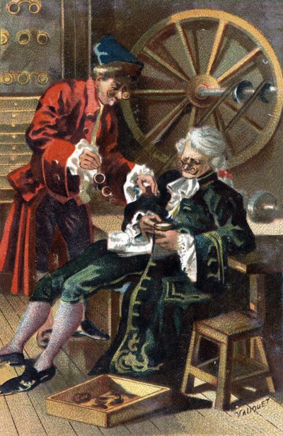 Un lunetier (óptico - fabricante de gafas) en 1745. de Unknown artist