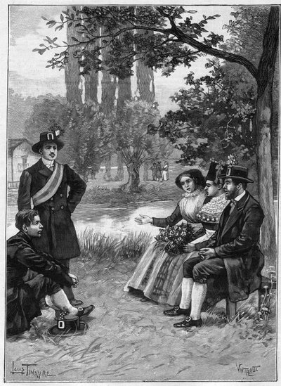 Un domingo en los Wends - grabado de 1897 de Unknown artist