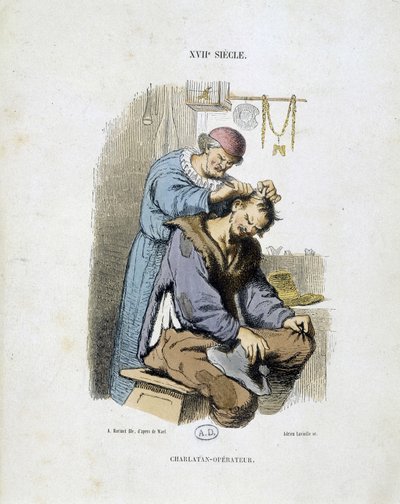 Un operador charlatán - de un grabado del siglo XVII de Unknown artist
