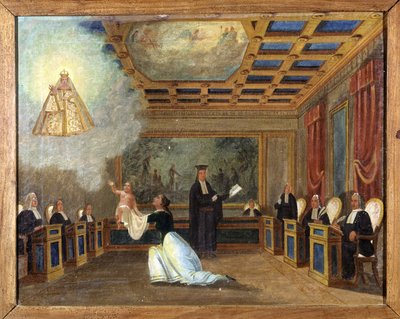 Un niño llevado ante un tribunal - exvoto de Notre Dame de Laghet de Unknown artist