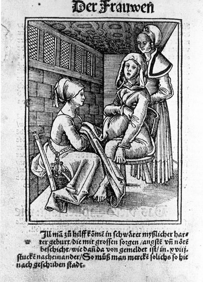 Un parto. Xilografía de Konrad Merkel después de “Der swangern frawen und hebammen Rosengarten”, Hagenau de Unknown artist