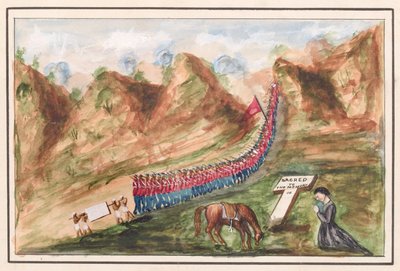 Una columna de soldados pasando por el Paso Bolan de Unknown