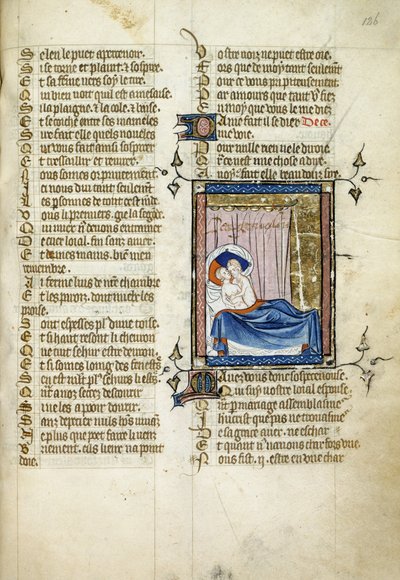 Una pareja en la cama, de "Le Roman de la Rose". de Unknown artist