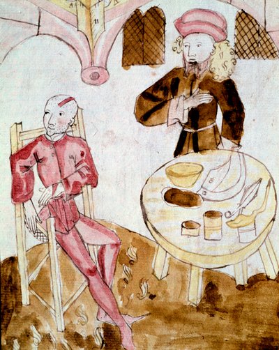 Un doctor visitando a un paciente (miniatura) de Unknown artist