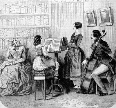 Un concierto familiar, grabado alrededor de 1860 de Unknown artist