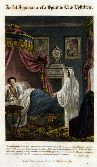 Un fantasma aparece ante Lord Littelton para anunciar su muerte. 1825. Bibl. Morando, Milán. de Unknown artist