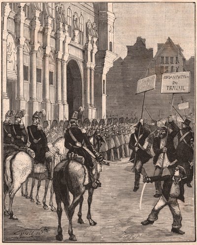 Un grupo de socialistas manifestándose contra las reformas de Luis Napoleón Bonaparte, 1849 en el Campo de Marte, París de Unknown