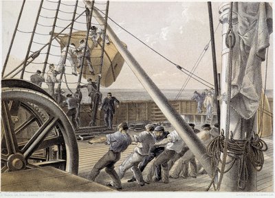 Una gran boya de señal fue dibujada el 2 de agosto de 1858 - en "El telégrafo atlántico" por W. H. Russel, c. 1860 de Unknown artist