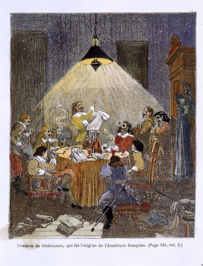 Una reunión de literatos, que fue el origen de la Academia Francesa de Unknown artist