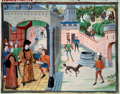 Un mensajero. Miniatura del manuscrito Renaud de Montauban o Los cuatro hijos Aymon de Loyset Liedet. Siglo XV. Biblioteca del Arsenal, París de Unknown artist