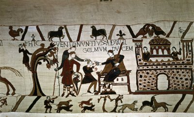 Un mensajero al Duque Guillermo (1027-1087) - Tapiz de Bayeux, conocido como Bordado de la Reina Matilde de Unknown artist