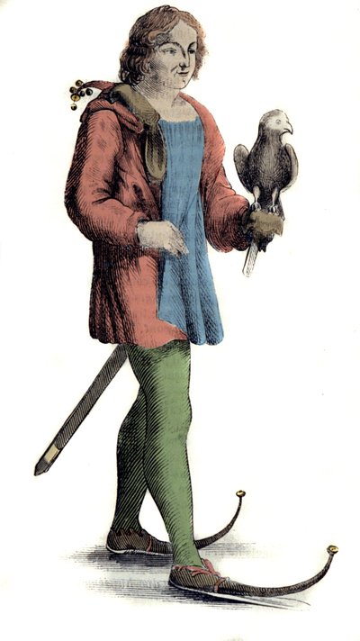 Un hombre de mediana edad poniéndose zapatos al potro de Unknown artist