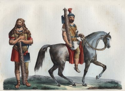 Un licor militar y un licor militar de la caballería - grabado de 