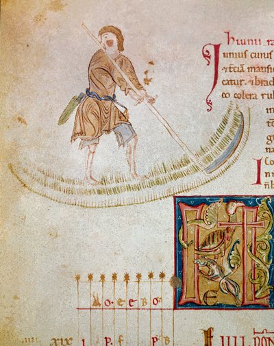 Un campesino cortando el césped, mes de junio (miniatura) de Unknown artist