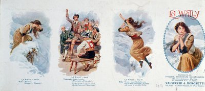 Una serie de viñetas ilustrando la ópera La Wally (litografía) de Unknown artist