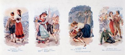 Una serie de viñetas que ilustran la ópera La Wally (litografía) de Unknown artist