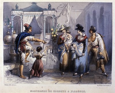 Un vendedor de sorbetes en Florencia. Litografía alrededor de 1820 de Unknown artist