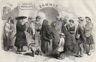 Una calle en La Valeta en la isla de Malta en 1857 de Unknown artist