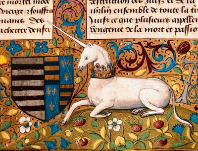 Un unicornio y un escudo de armas (detalle) de Unknown artist