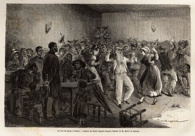 Un baile de bodas en Salers, grabado para ilustrar un viaje a los volcanes del centro de Francia en 1864, en “Le tour du monde, nouveau journal des voyages” publicado bajo la dirección de Edouard Charton de Unknown artist