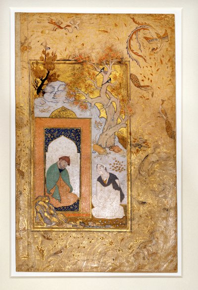 Un joven visita un dervich (gouache y oro sobre papel) de Unknown artist