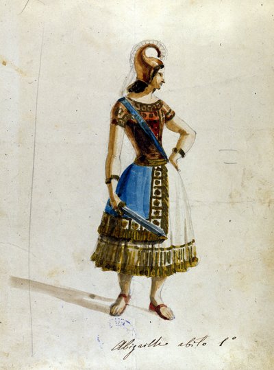 Traje de Abigaille en la ópera de Giuseppe Verdi (1813 - 1901), “Nabucco” primero llamado “Nabucodonosor” Museo de la Scala de Unknown artist