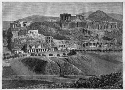 Acrópolis de Atenas 1881 - grabado de Unknown artist