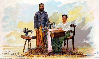 Publicidad de máquinas de coser Singer, Ceilán (actual Sri Lanka). 1892 de Unknown artist