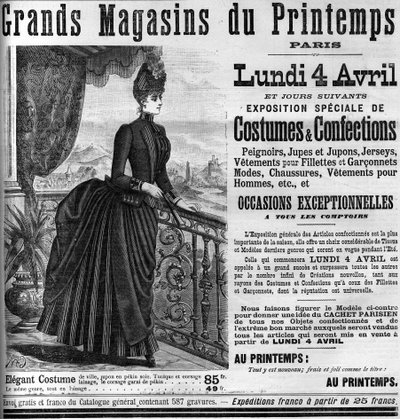 Publicidad para los grandes almacenes de Printemps en París, en el Mundo Ilustrado 1887. de Unknown artist