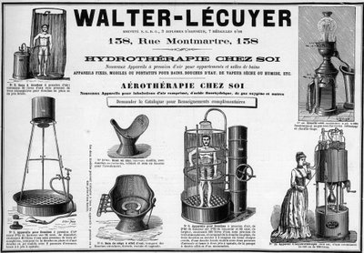 Publicidad de 1889 para accesorios móviles para baños, duchas de agua, vapor seco o húmedo, bidet, marca Walter-Lecuyer de Unknown artist